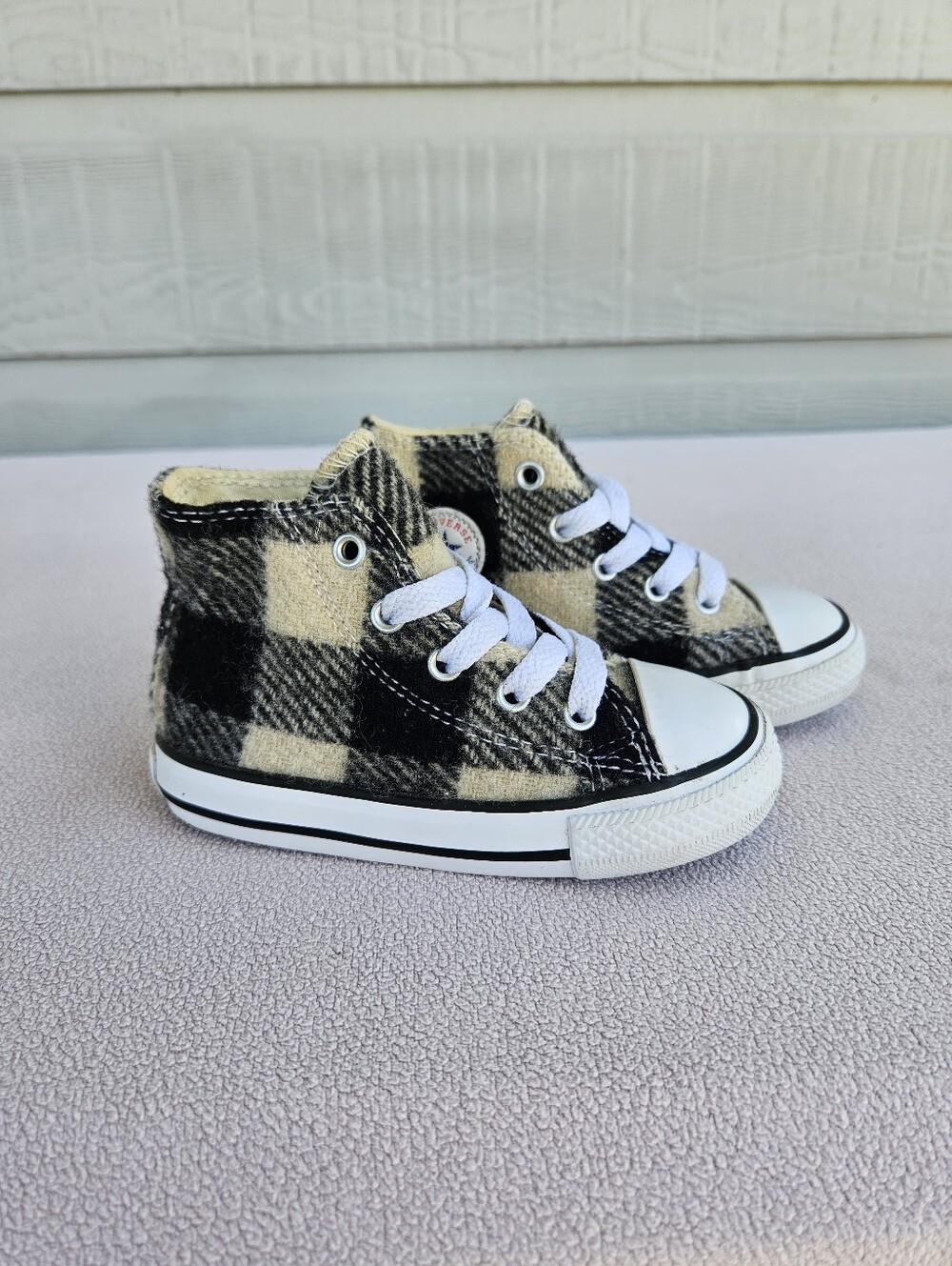 Converse x Woolrich CTAS High TD White Black Sneaker Toddler SZ 7 Plaid Wool